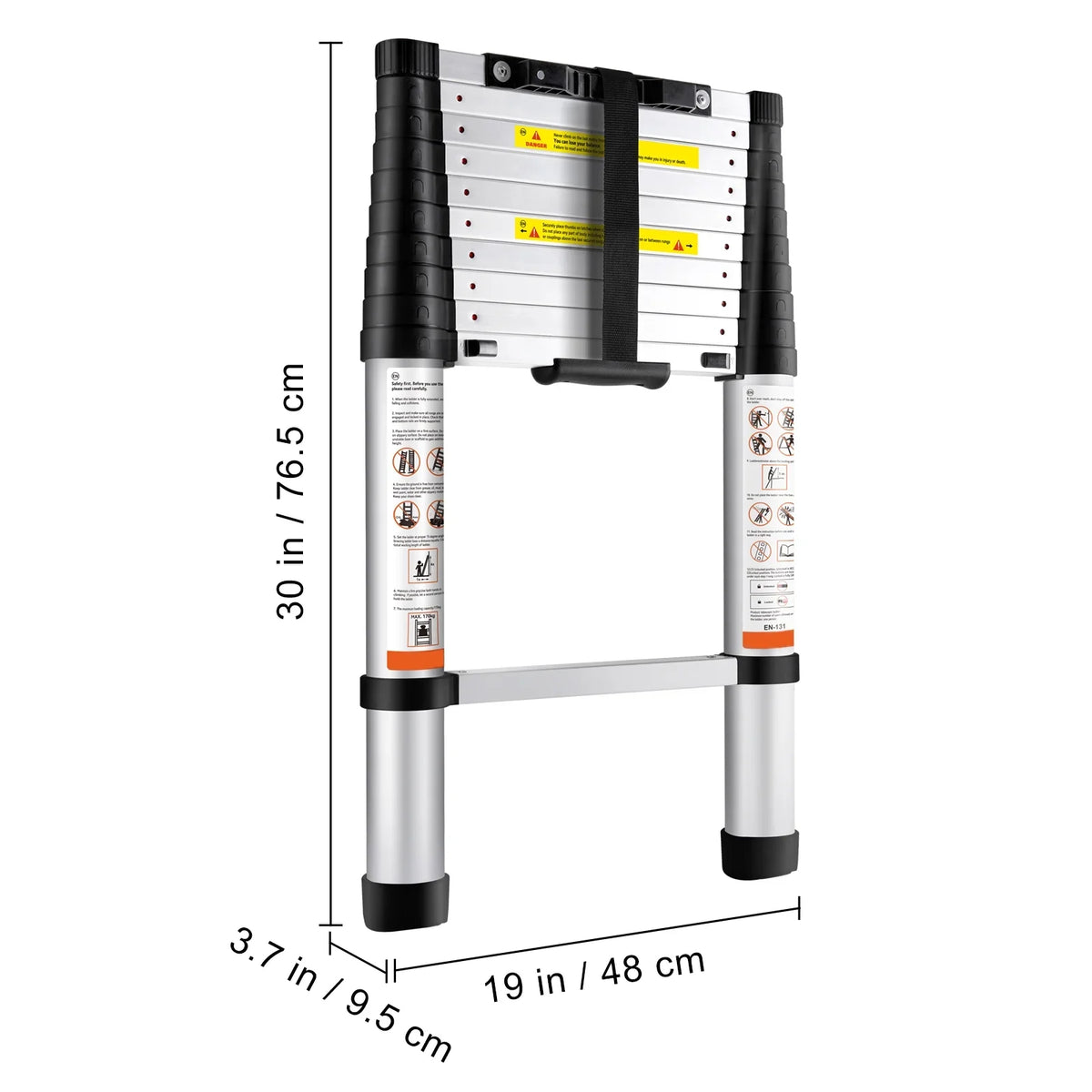 SKYSHALO Telescopic Aluminum Extension Multipurpose Portable Ladder, 10.5 ft