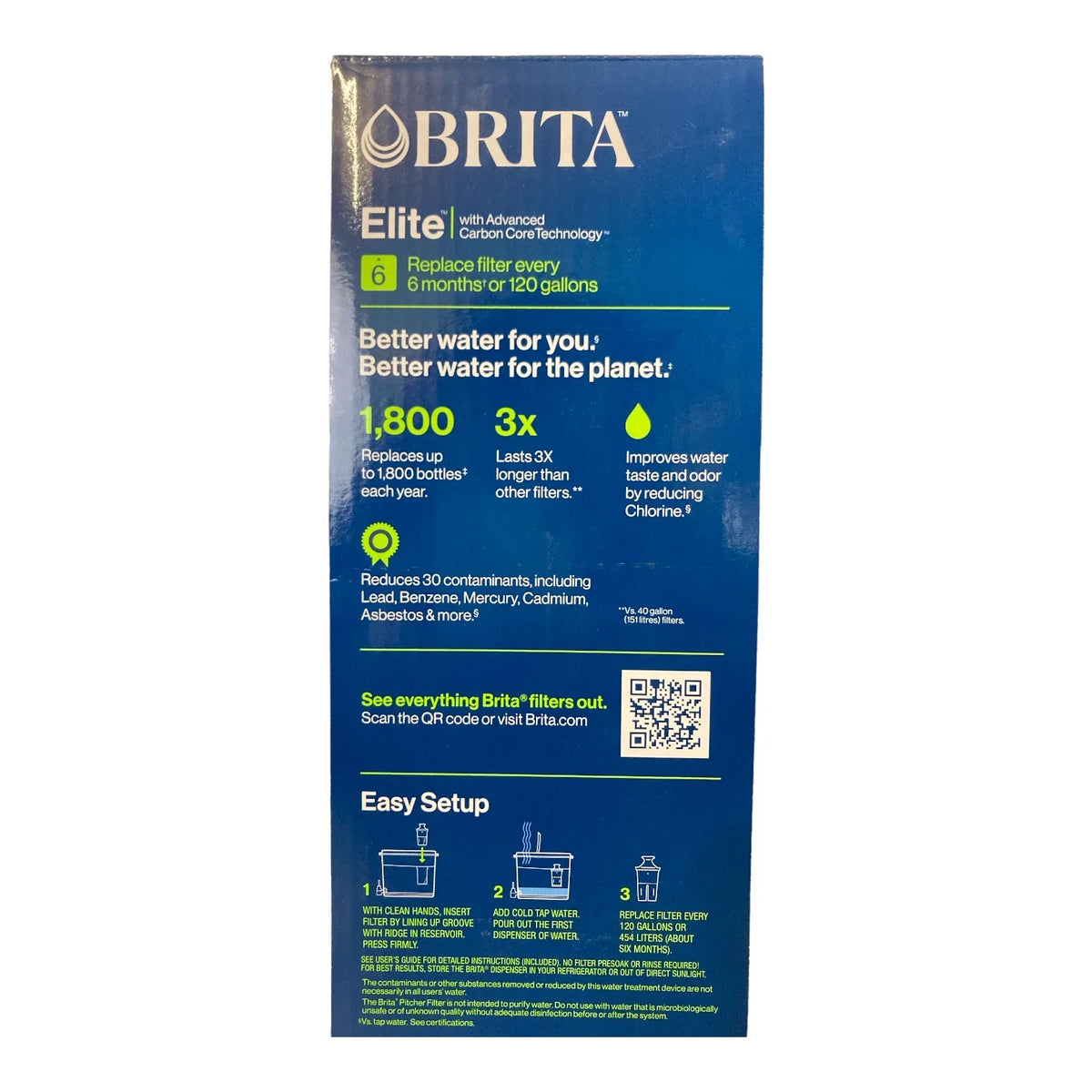 Brita Elite Fridge Friendly 27 Cup Filtered Water Dispenser with 2 Filters