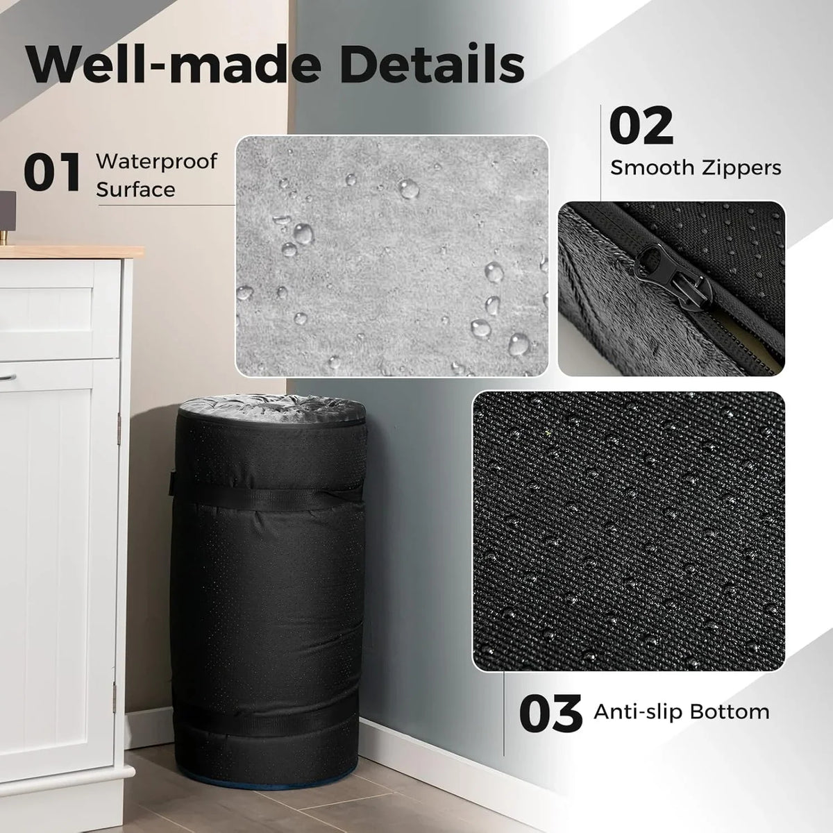 MarketLane Memory Foam Sleeping Pad, Roll Up Floor Mattress with Carry Bag, Non-Slip Bottom, Guest Floor Folding Bed for Sleepover, Portable Camping Mattress for Indoor Outdoor Travel Cot Tent，Grey