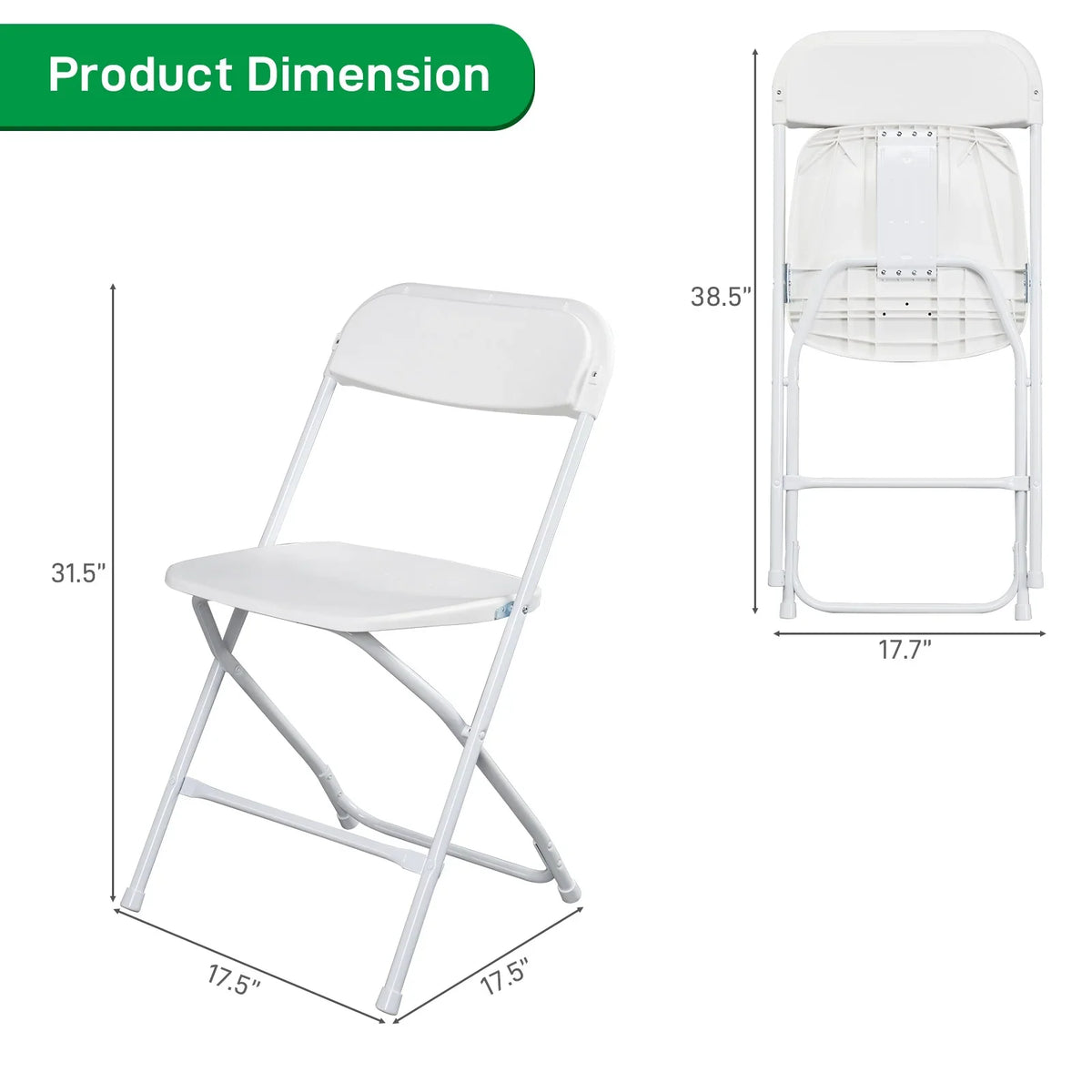 Winado 6 Pack Plastic Folding Chairs Wedding Party Event Chair White