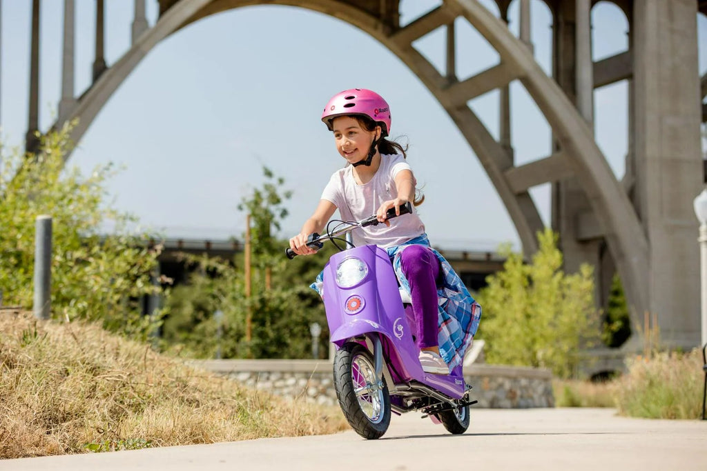 Razor Pocket Mod Miniature Euro-Style Electric Scooter - Kiki Purple. up to 15 mph. for Teen 13+