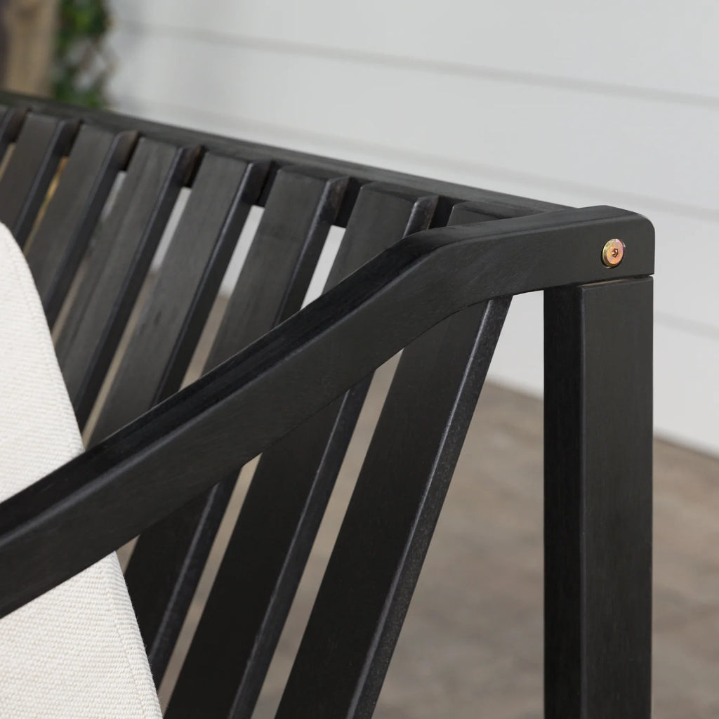 Walker Edison Modern Solid Wood Curved-Arm Outdoor Loveseat, Black