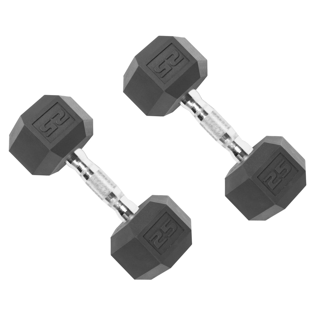 CAP 150 lb Coated Rubber Hex Dumbbell Weight Set with A-Frame Rack, Black