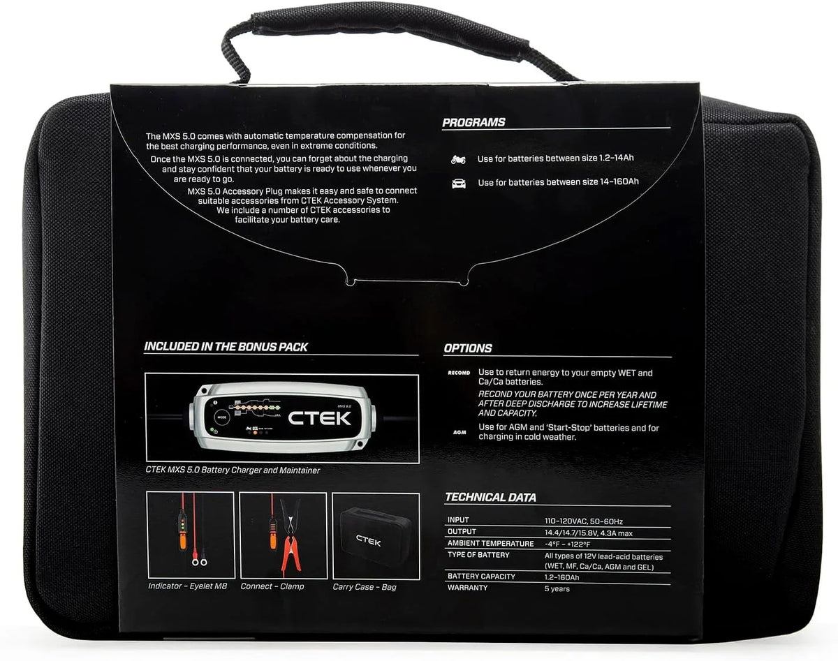 CTEK MXS 5.0 40-206 4.3 Amps 12V Fully Automatic Automotive Battery Charger