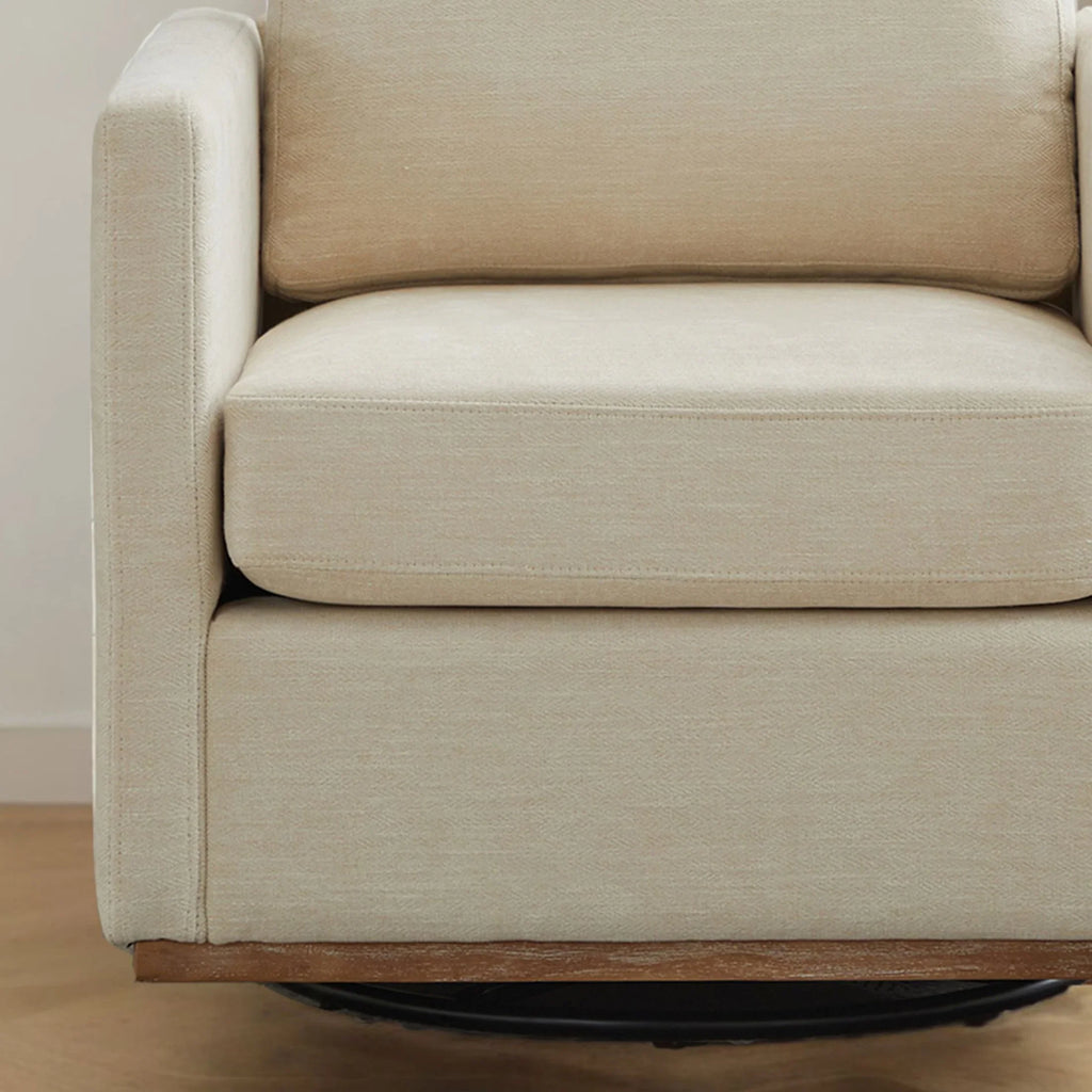 Swivel Accent Chair"360 Degree Square Swivel Chair for Living Room, Mid Century Modern Upholstered Swivel Barrel Chair,Comfy Sofa Armchairs for Bedroom,Nursery,Chenille(Beige)