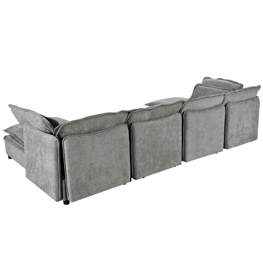 Harper & Bright Designs Modern Modular Corner Sofa Sectional with 2 Storage Ottomans, Free Combination L-Shaped Couch Set with Double-Layer Cushion for Living Room, Dark Blue