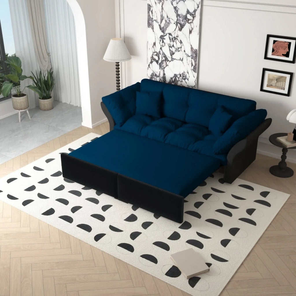 66" Queen Pull Out Sofa Bed, 3-in-1 Convertible Sleeper Sofa with Side Storage,Multi-Functional Velvet Loveseat Bed for Living Room,Bedroom