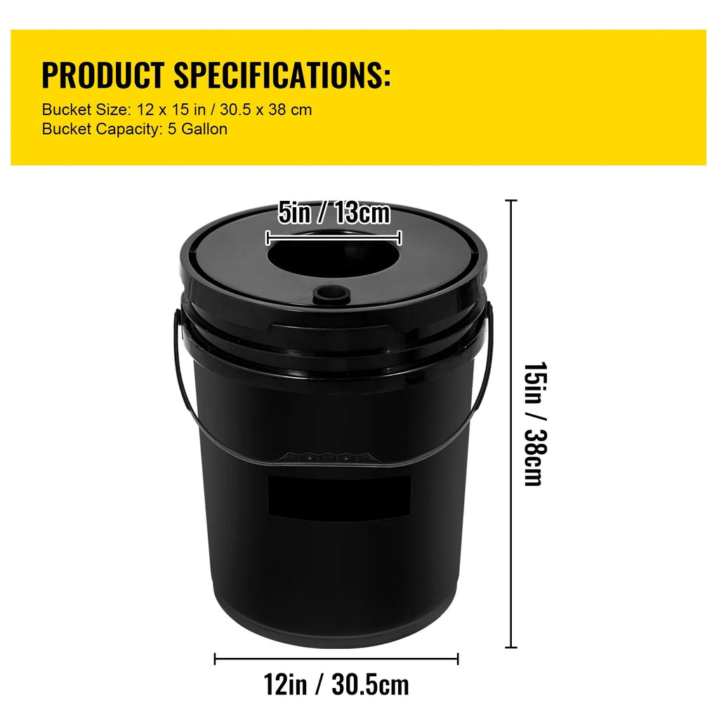 KFFKFF DWC Hydroponic System, 5 Gallon 8 Buckets, Deep Water Culture Growing Bucket, Hydroponics Grow Kit with Pump, Air Stone and Water Level Device, for Indoor/Outdoor Leafy Vegetables