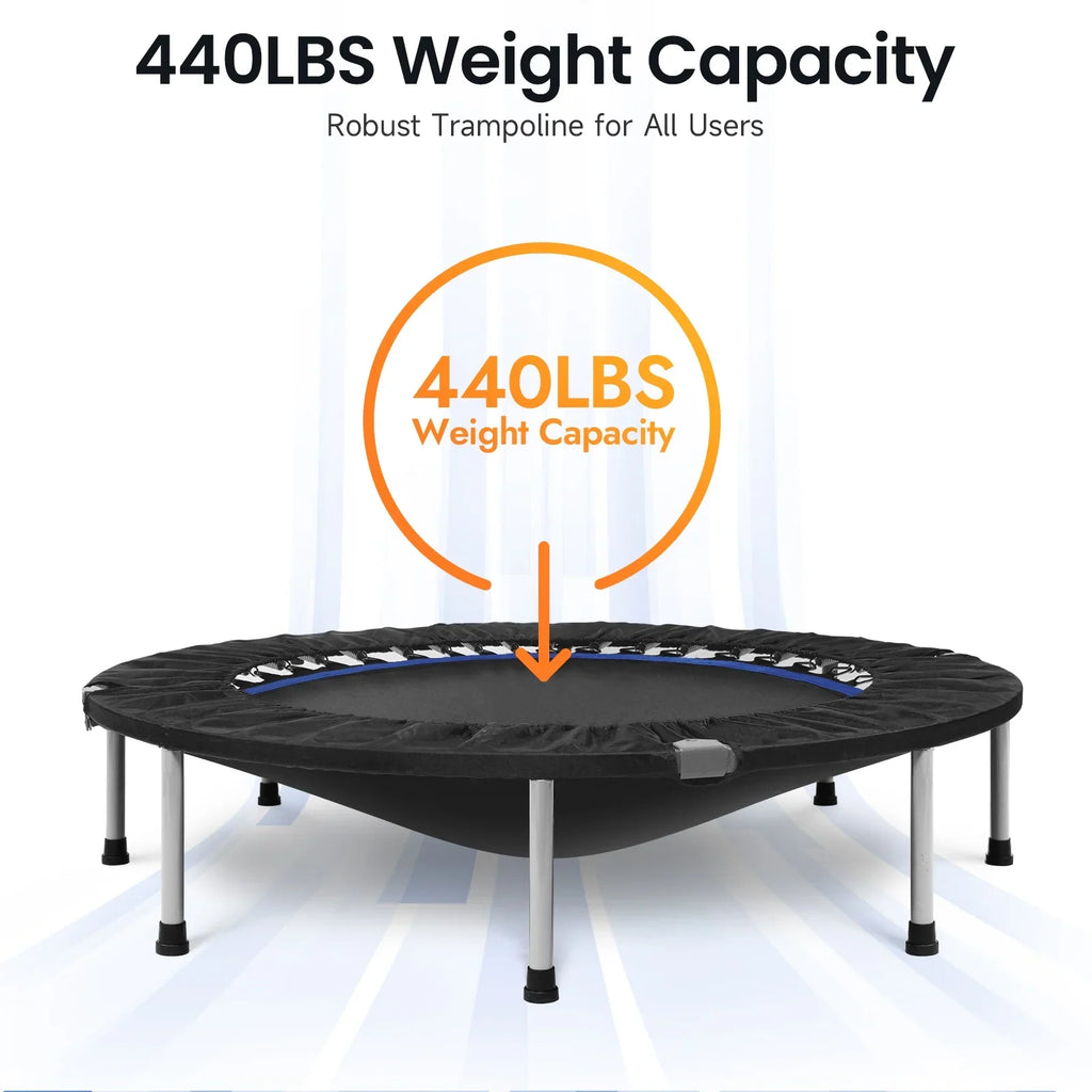 BCAN 40" Foldable Trampoline, Fitness Rebounder with Adjustable Foam Handle, Exercise Trampoline for Adults/kids Indoor/Garden Workout Max Load 330lbs
