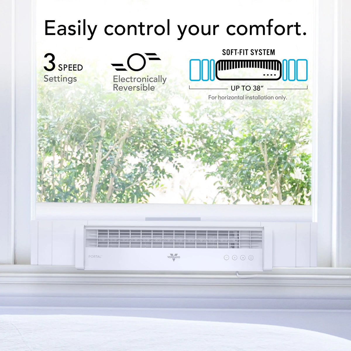 Vornado Portal Window Fan with 3 Speeds, Reversible Exhaust Mode, Weather Resistant, for Kitchen, Bedroom, Home