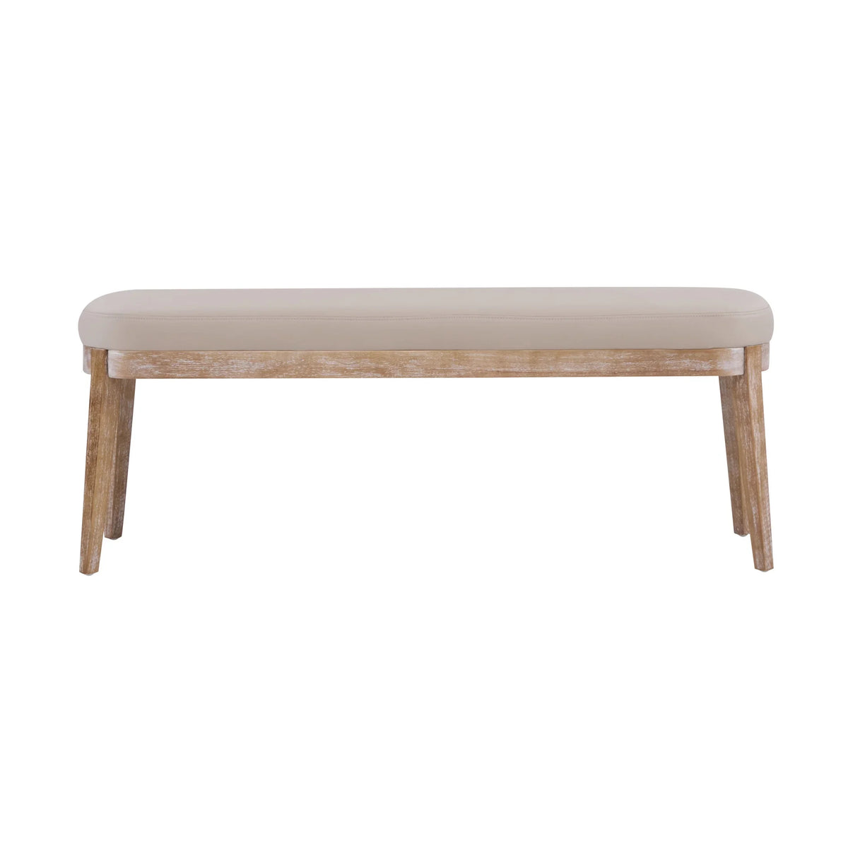 Eleanor Mid-century Upholstered Dining Bench, Entryway Bench with Solid Wood Frame, Beige