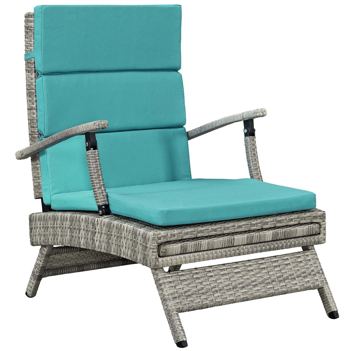 Modway Envisage Chaise Outdoor Patio Wicker Rattan Lounge Chair in Light Gray White