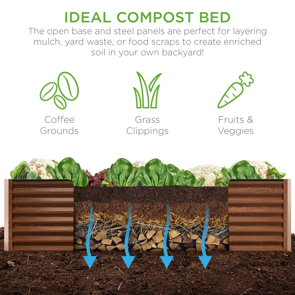 Best Choice Products 8x4x2ft Outdoor Metal Raised Garden Bed, Planter Box for Vegetables, Flowers, Herbs - Gray