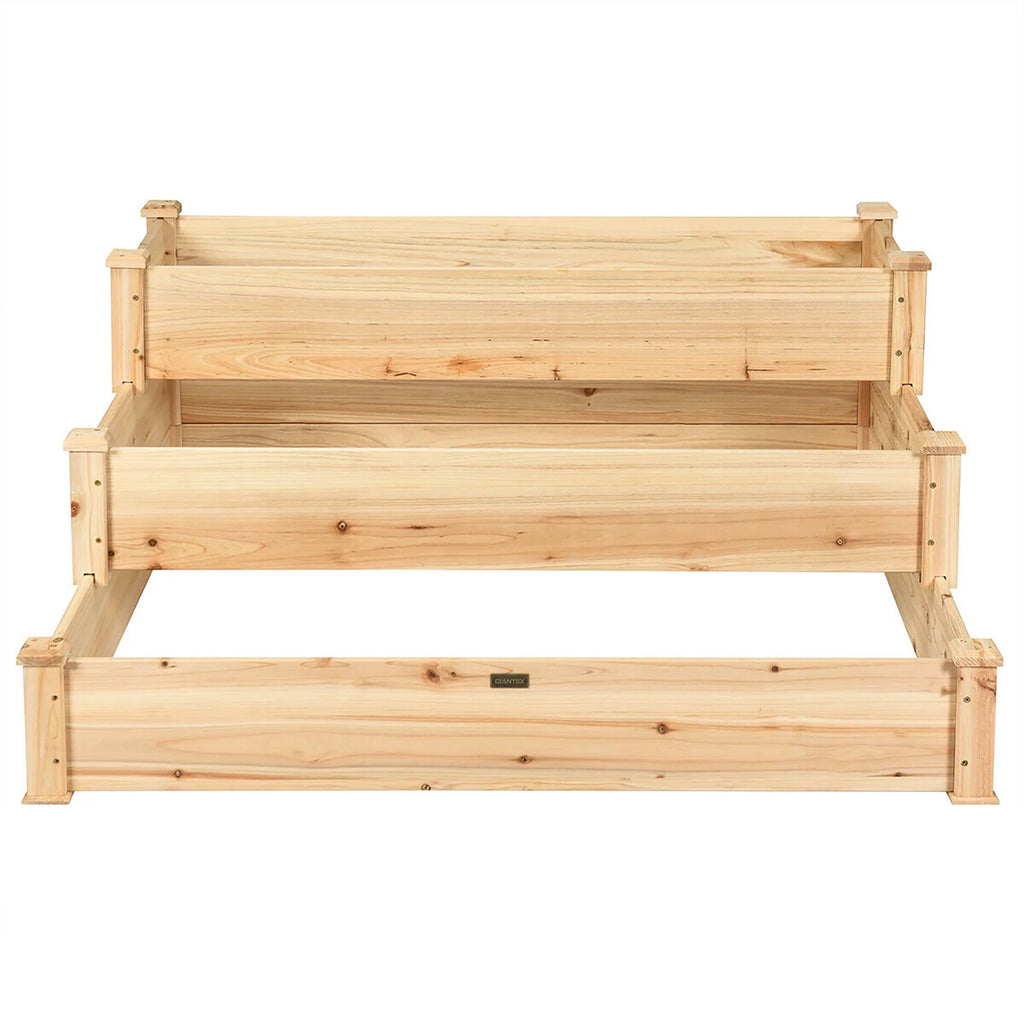 Costway 3 Tier Wooden Raised Vegetable Garden Bed Elevated Planter Kit Outdoor Gardening