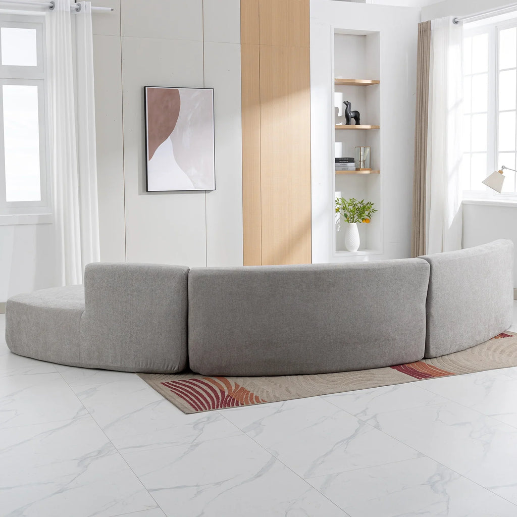 Harper & Bright Designs Modern Curved Floor Sofa Set, Modular Sectional Sponge Couch for Living Room, 2 PC Free Combination No Assembly Foam-Filled Sofa, Beige