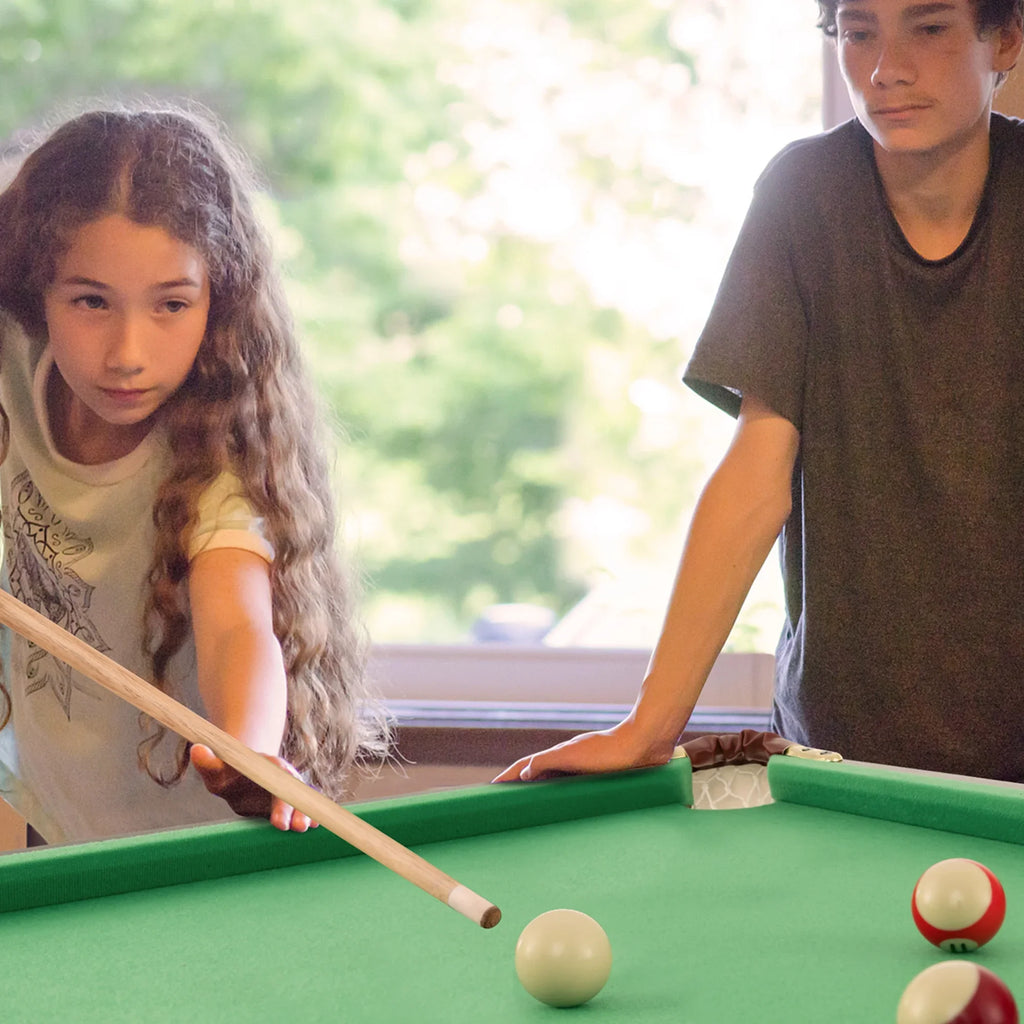 Costway 47" Folding Billiard Table Pool Game Table for Kids w/ Cues & Chalk & Brush