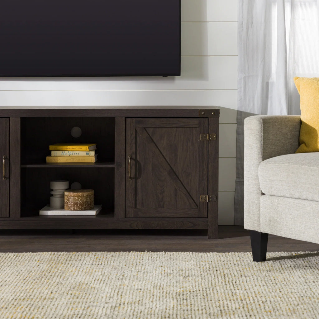 Walker Edison Modern Farmhouse Barn Door TV Stand for TVs up to 65", Grey Wash