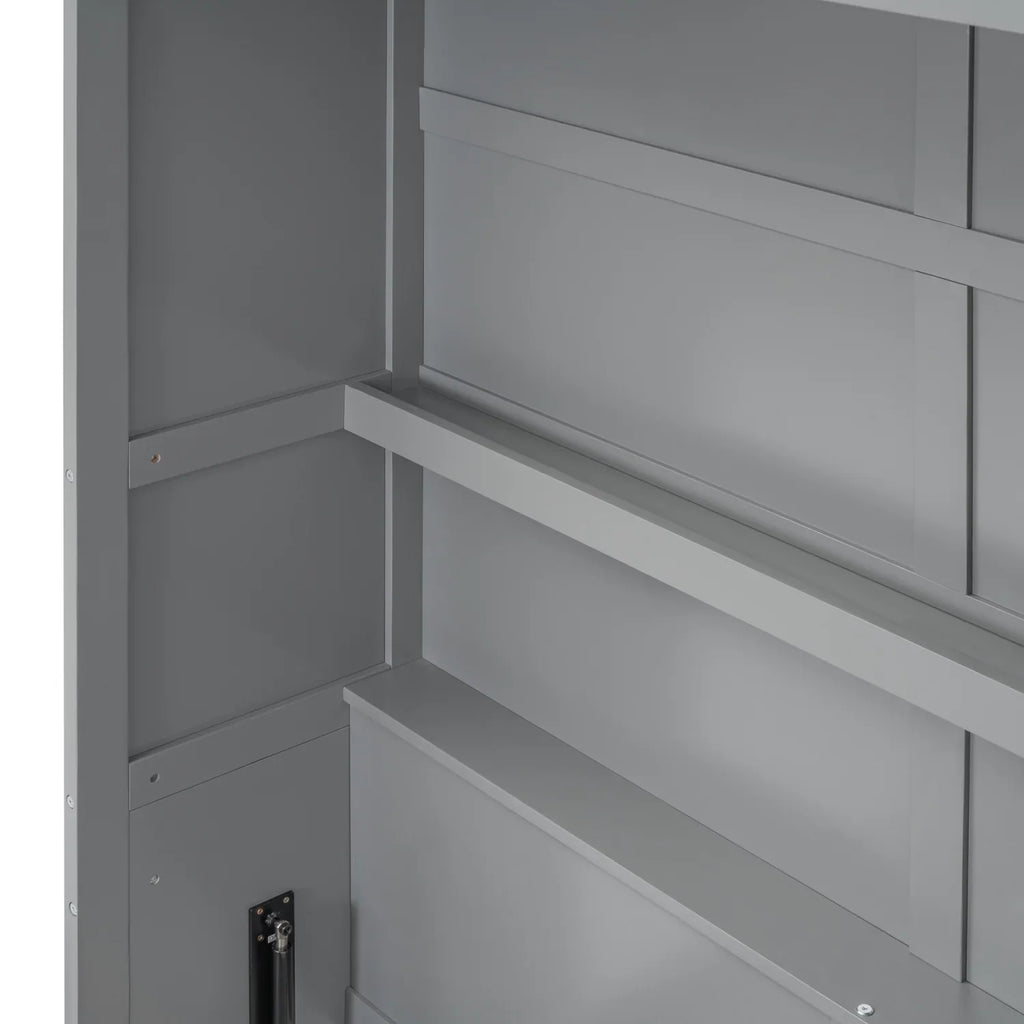 Harper & Bright Designs Full Size Murphy Bed with Shelves, Foldable Wall Bedframe w/Flexible Slats Support, Space-Saving Design, Can Be Folded Into Cabinet, White