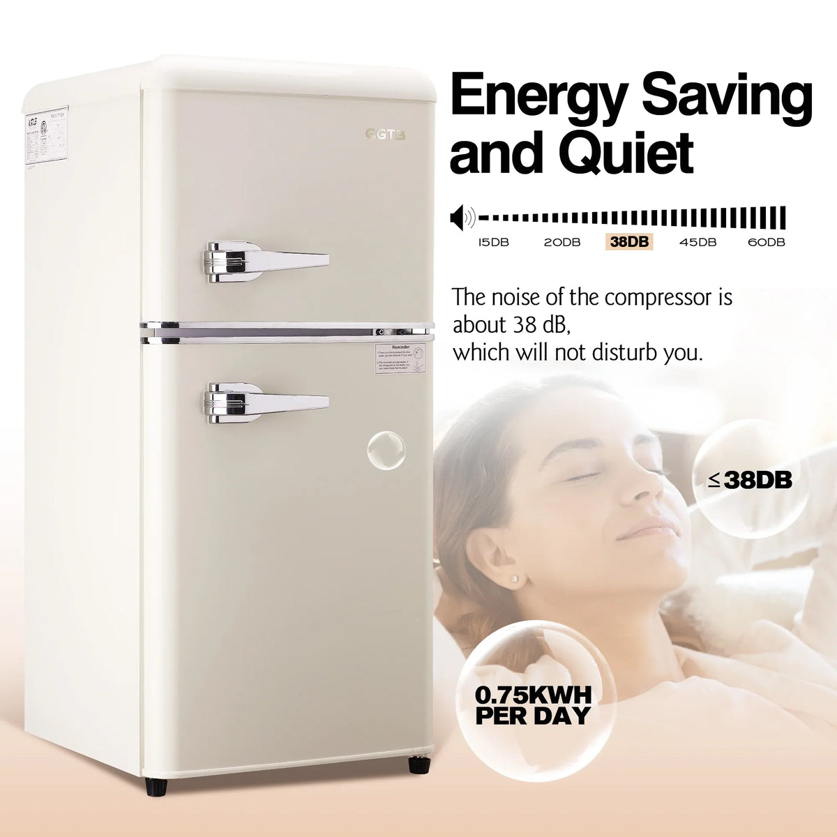 GGTB 3.0 Cu.Ft Two Door Small Refrigerator with Freezer, Compact Retro Small Refrigerator for Dorm, Office, Bar, RV, Bedroom, Blue