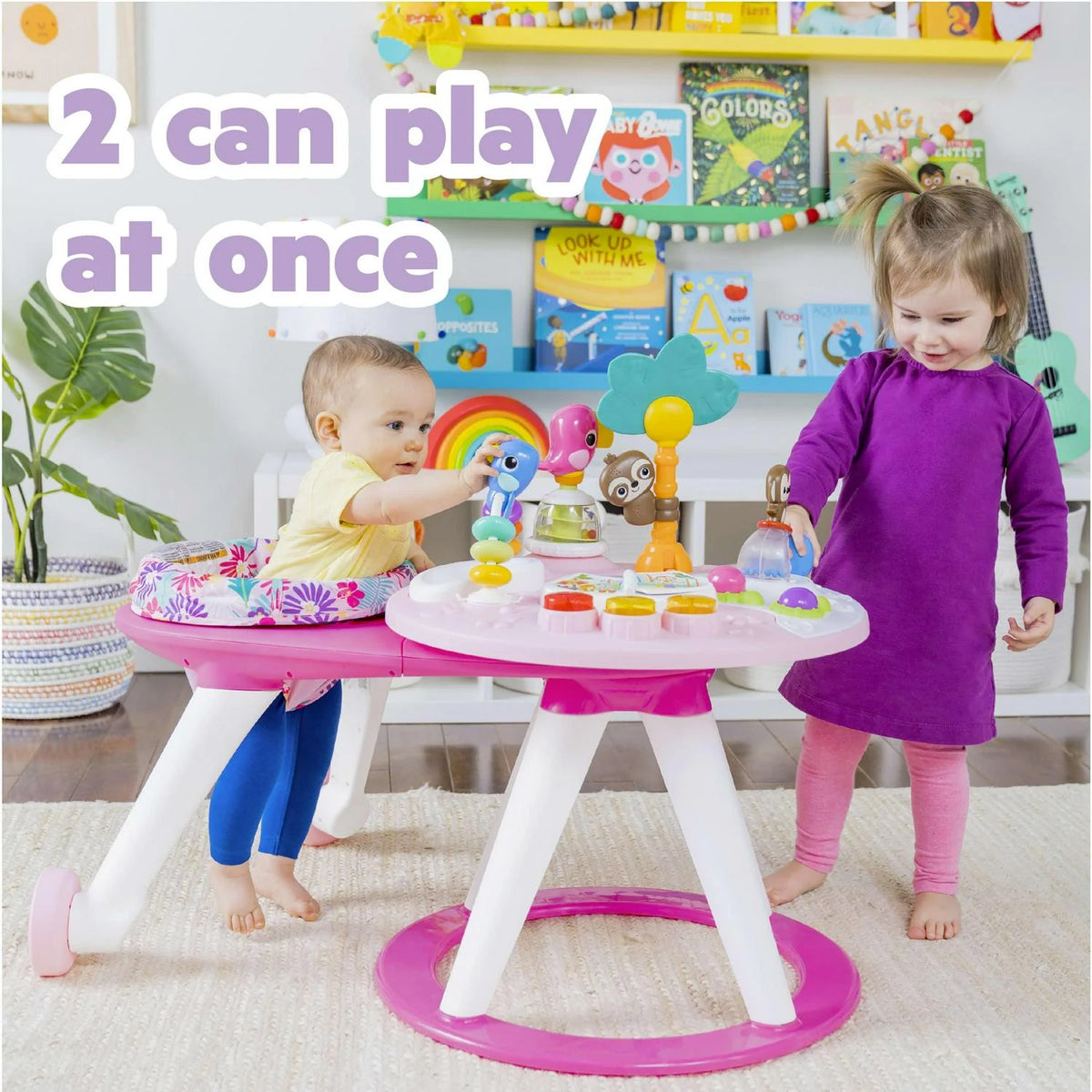 Bright Starts Around We Go 2-in-1 Walk-Around Baby Activity Center & Table. Tropic Coral. Age 6 Months+