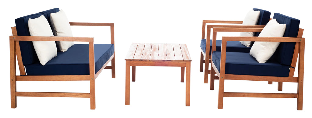 Safavieh Montez 4 Piece Outdoor Set with Accent Pillows