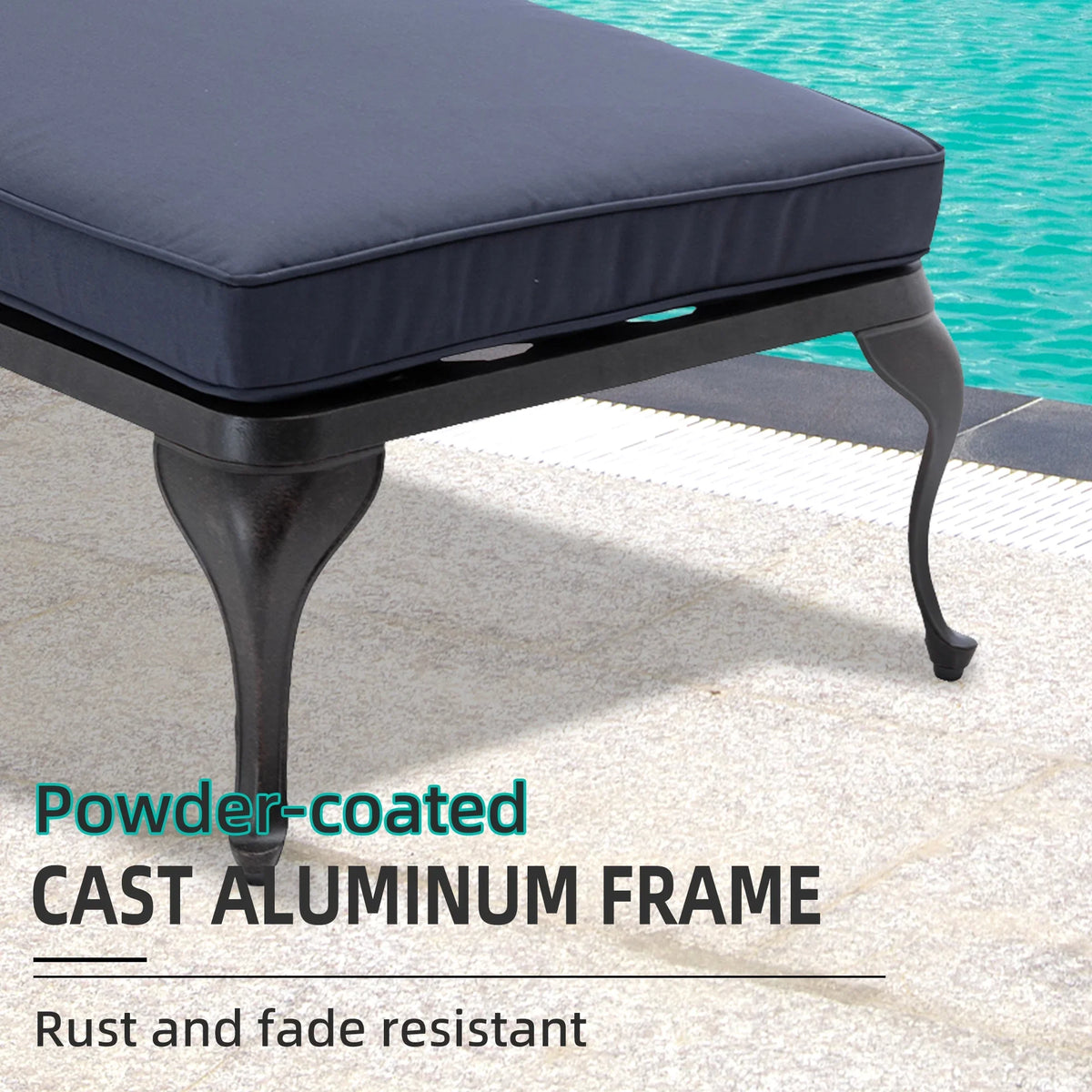 Homefun Aluminum Weatherproof Outdoor Chaise Lounge, Antique Bronze