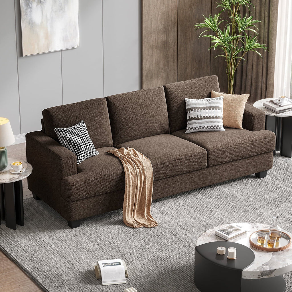 BLAZANT 3 Seater Sofa Oversize, 89" Extra Large Size Sofa Couch with Extra Deep Seats, Modern Loveseat Sofa, Comfortable Fabric, Easy to Install, for Living Room Apartment Lounge, Brown