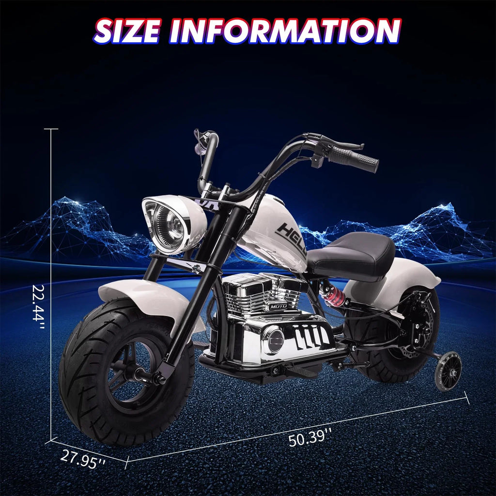 Towallmark 36V Kids Electric Dirt Bike, 350W Off-Road Motorcycle, Max 16.5 Mph, Ride On Electric Motorcycle with Removable Training Wheels, Spring Suspension, Leather Seat, Led Light,Music