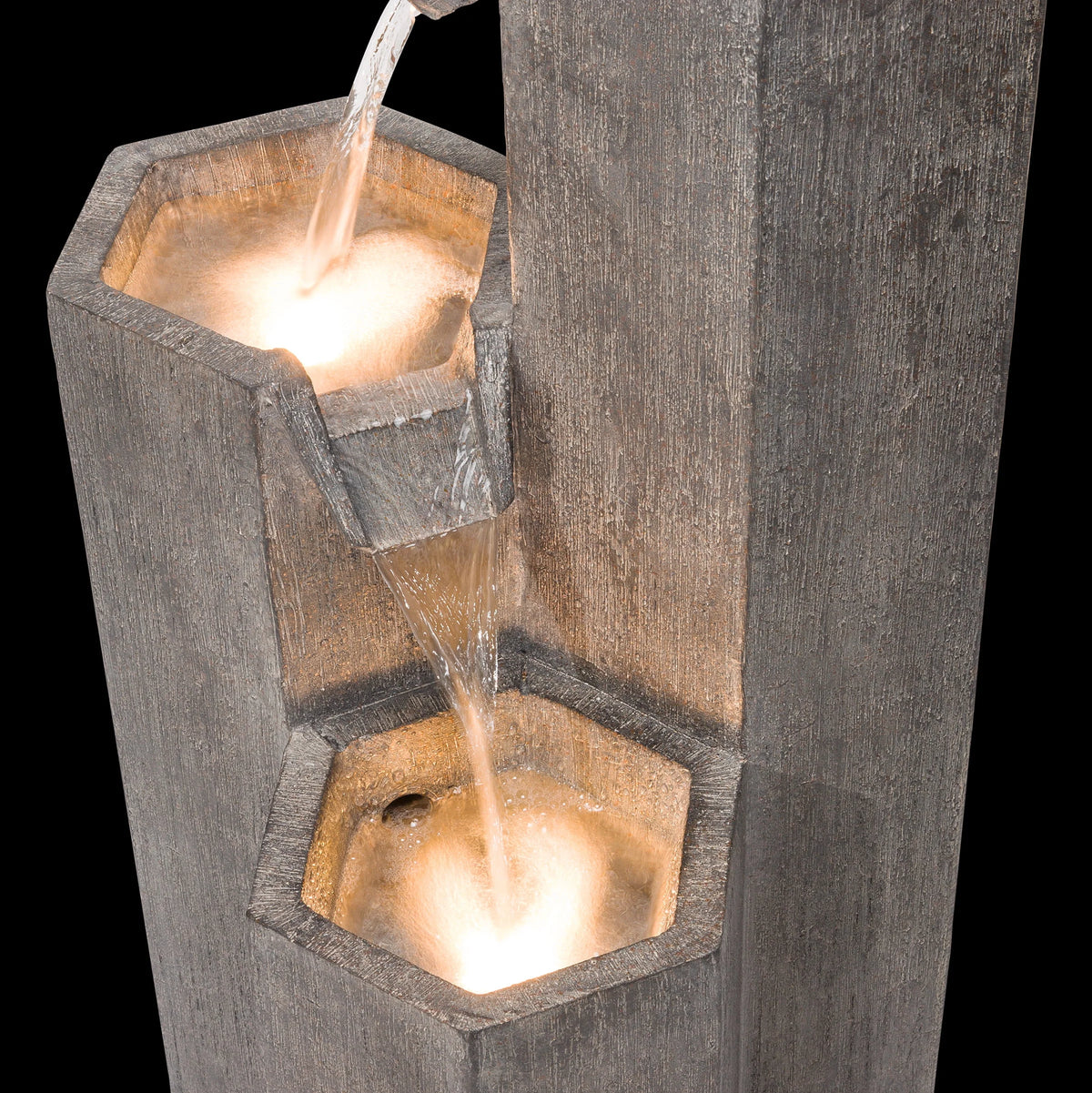 Alpine Corporation 25" Tall Modern 3-Tier Fountain for Indoor / Outdoor Yard Decor with LED Light