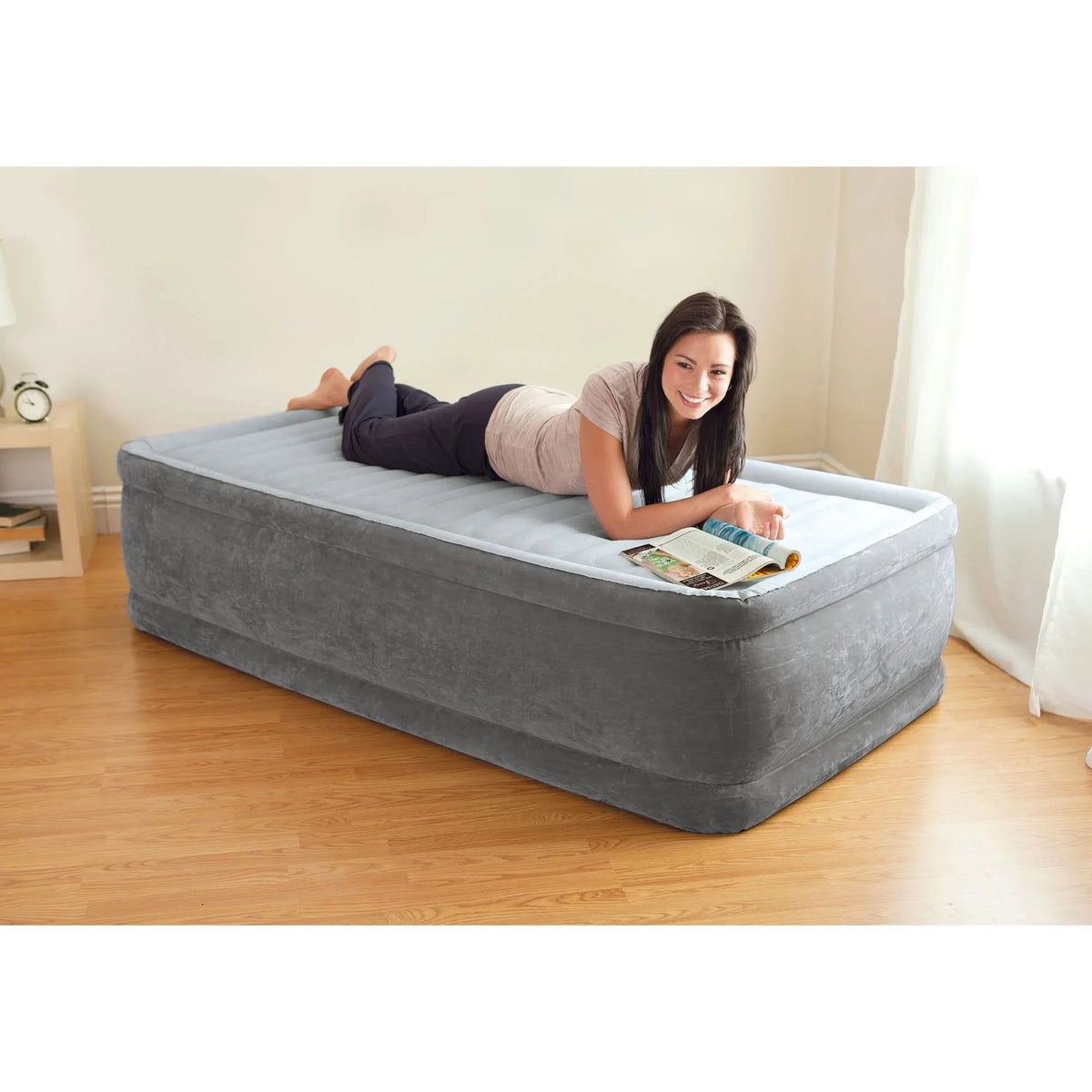 Intex Dura Beam Comfort Plus Airbed Mattress w/ Built In Pump, Twin, 2 Pack