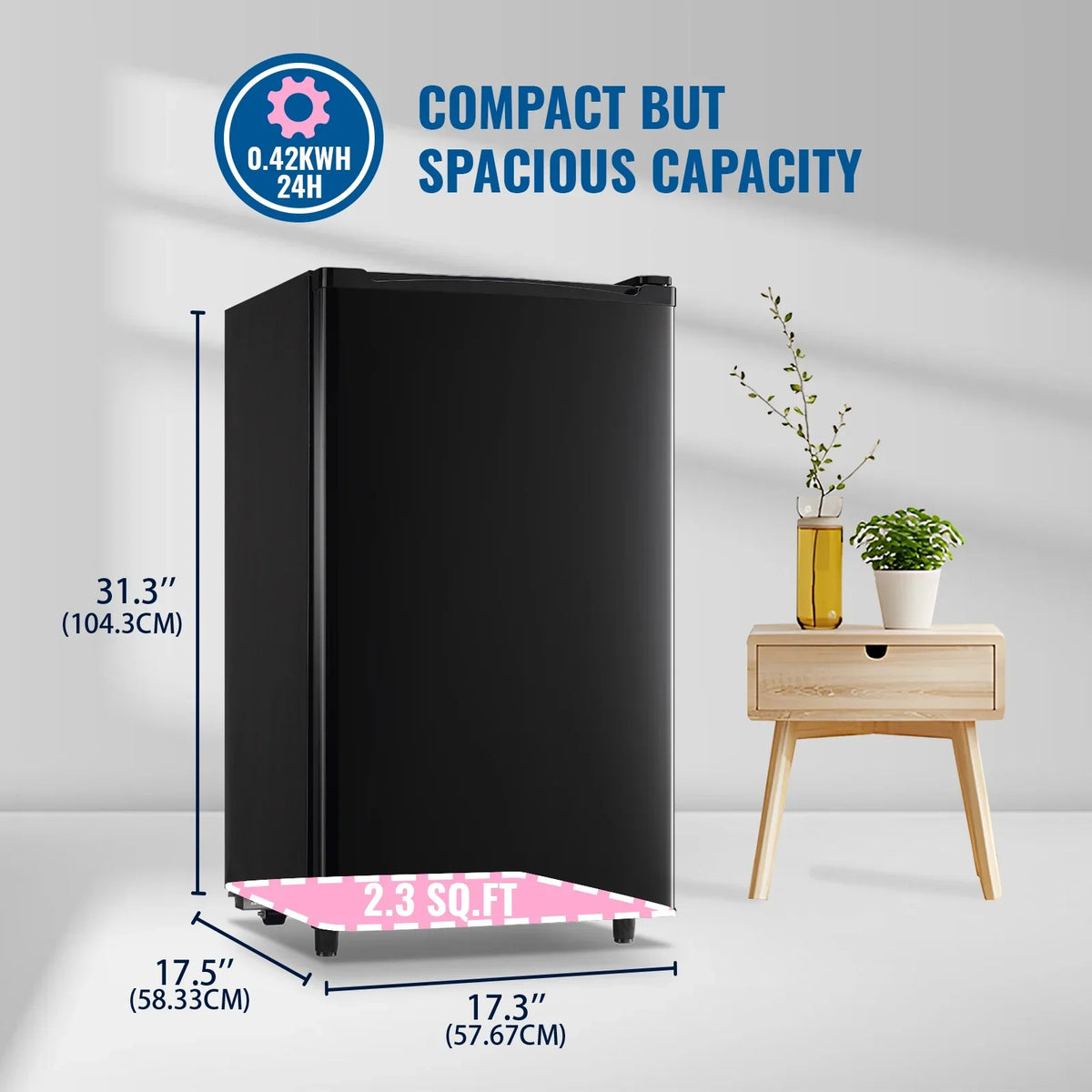 WANAI 3.2 Cu.ft Mini Refrigerator with 5 Temp Control Small Fridge Compact Size for Any Room Silver