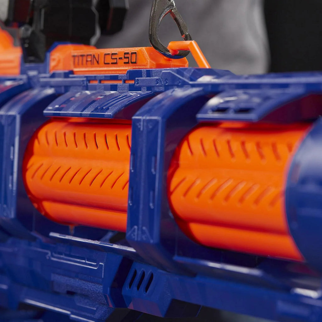 Nerf Elite Titan CS-50 Toy Blaster Fully Motorized 50 Dart Drum 50 Official Elite Dart Spinning Barrel. For Teens and Adults