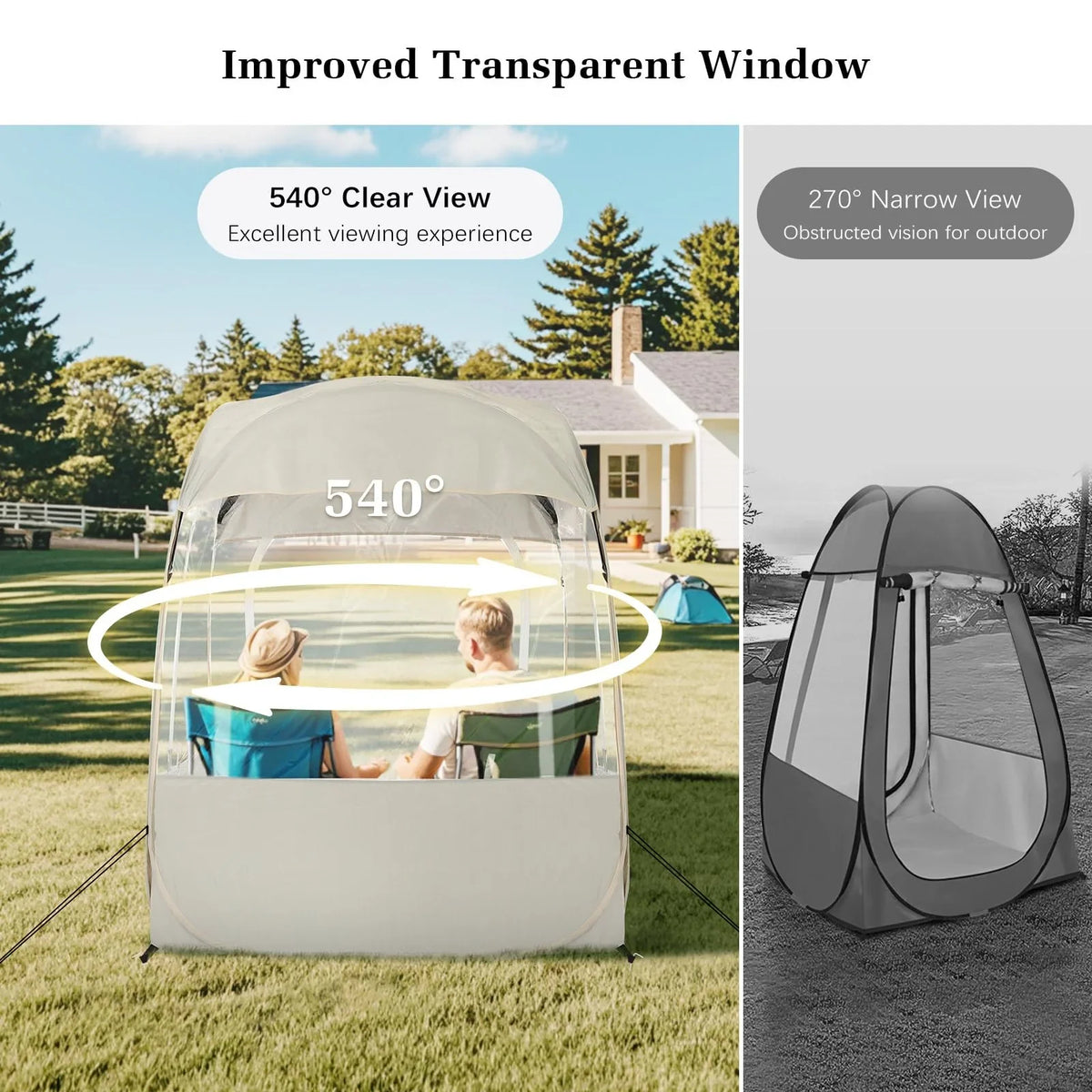 Sports Tent, Instant Weather Proof Clear View Bubble Tent with Carry Bag, Portable & Foldable Pop Up Tents Shelter for Watching Sports Events Camping Fishing