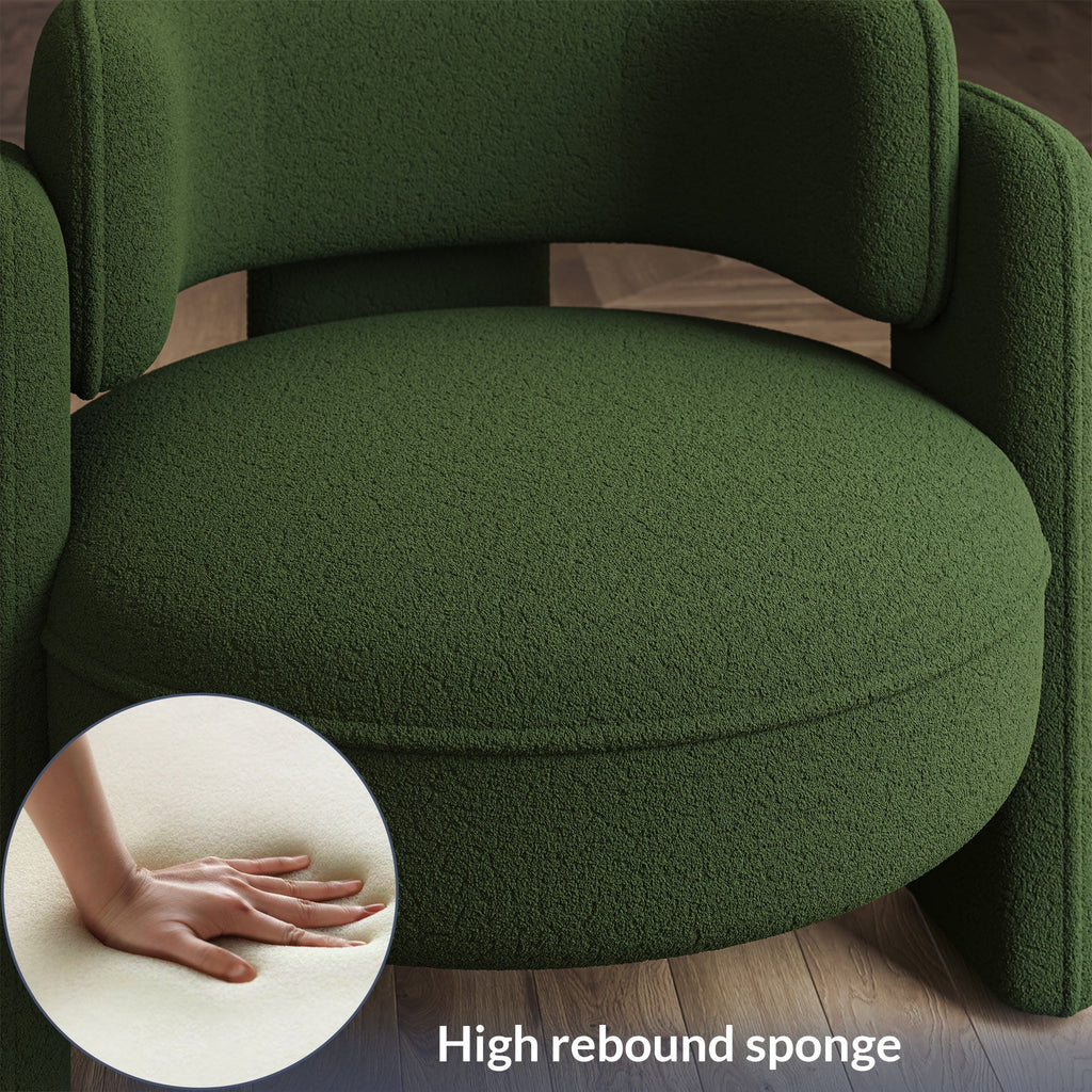 BELLEZE Sherpa Boucle Chair, Modern Barrel Accent Chair Comfy Round Upholstered Armchair Accent Side Chair for Living Room, Bedrooms, Corner - Quinton"White"