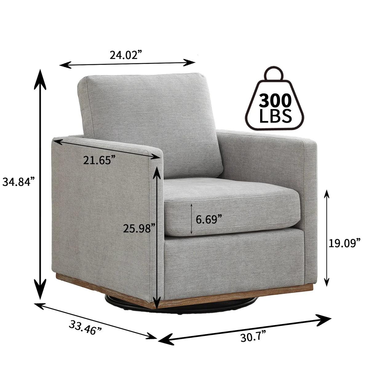 Swivel Accent Chair"360 Degree Square Swivel Chair for Living Room, Mid Century Modern Upholstered Swivel Barrel Chair,Comfy Sofa Armchairs for Bedroom,Nursery,Chenille(Beige)