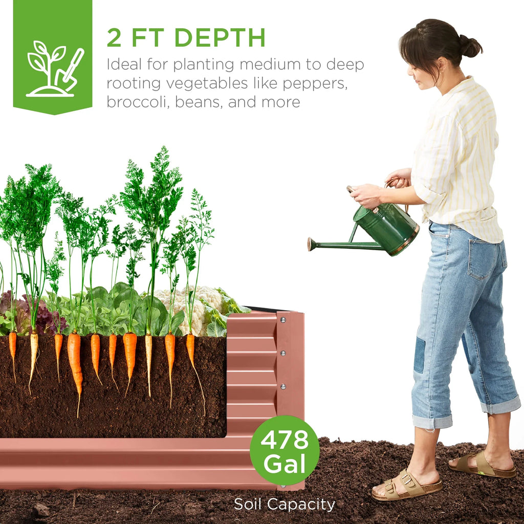 Best Choice Products 8x4x2ft Outdoor Metal Raised Garden Bed, Planter Box for Vegetables, Flowers, Herbs - Gray