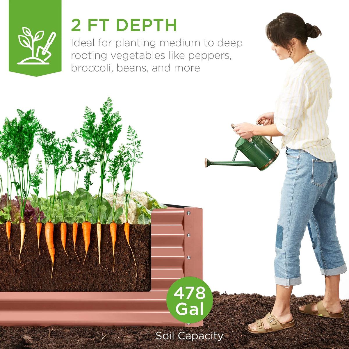 Best Choice Products 8x4x2ft Outdoor Metal Raised Garden Bed, Planter Box for Vegetables, Flowers, Herbs - Gray