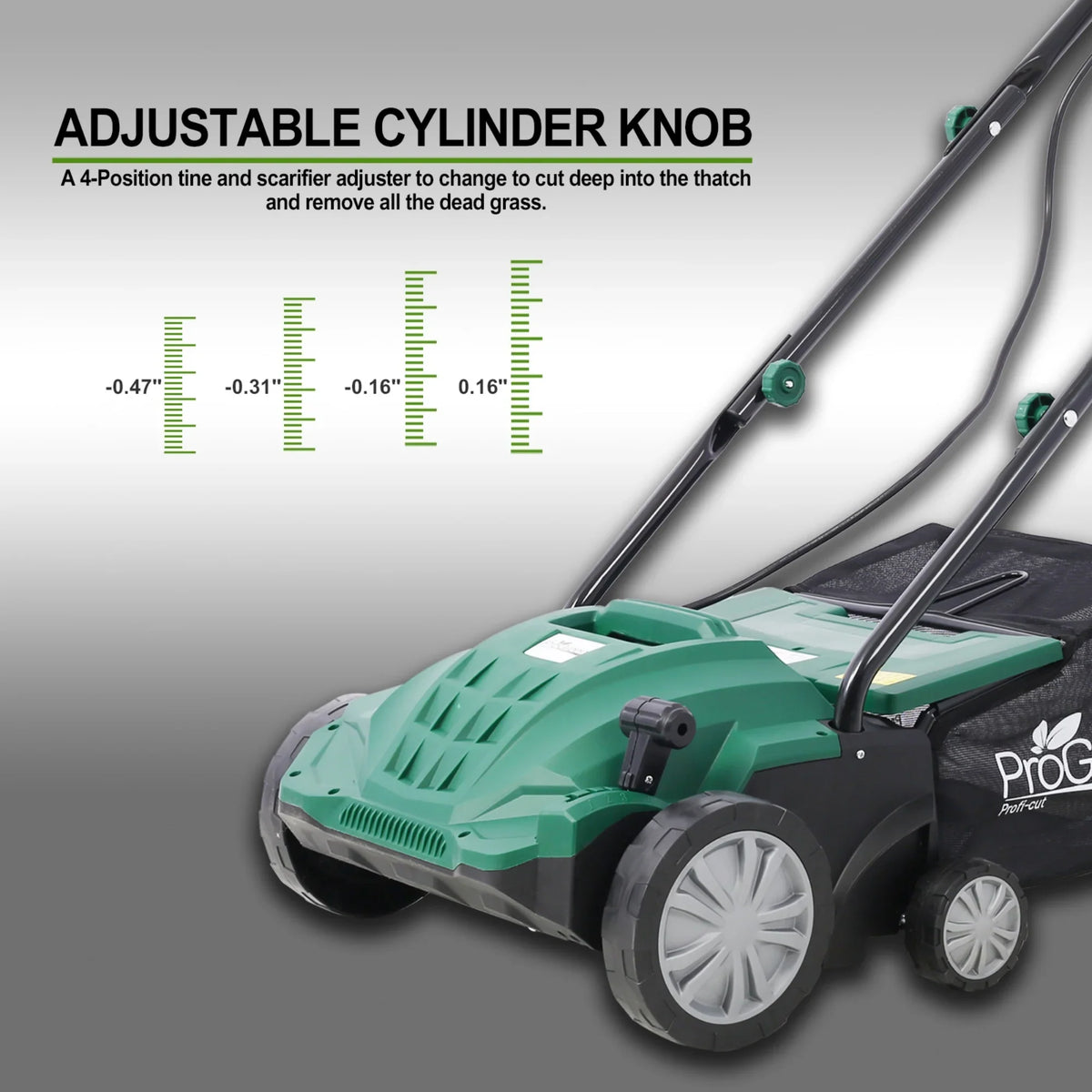 2-in-1 13" Dethatcher & Scarifier, 12 Amp Electric Garden Lawn Mover, Removable Collection Bag extra large 32QT