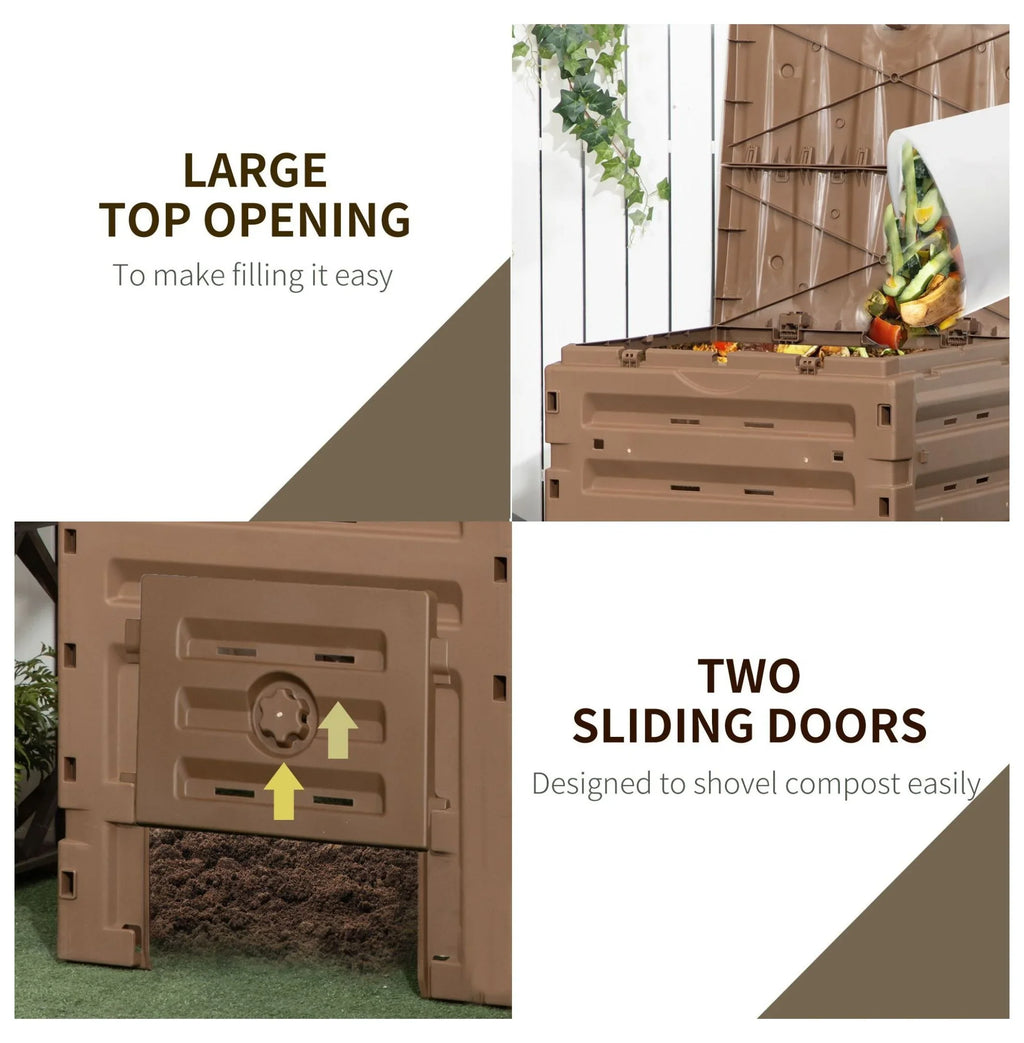 120 Gallon Compost Bin - Outdoor Tumbler with Vents & Sliding Doors