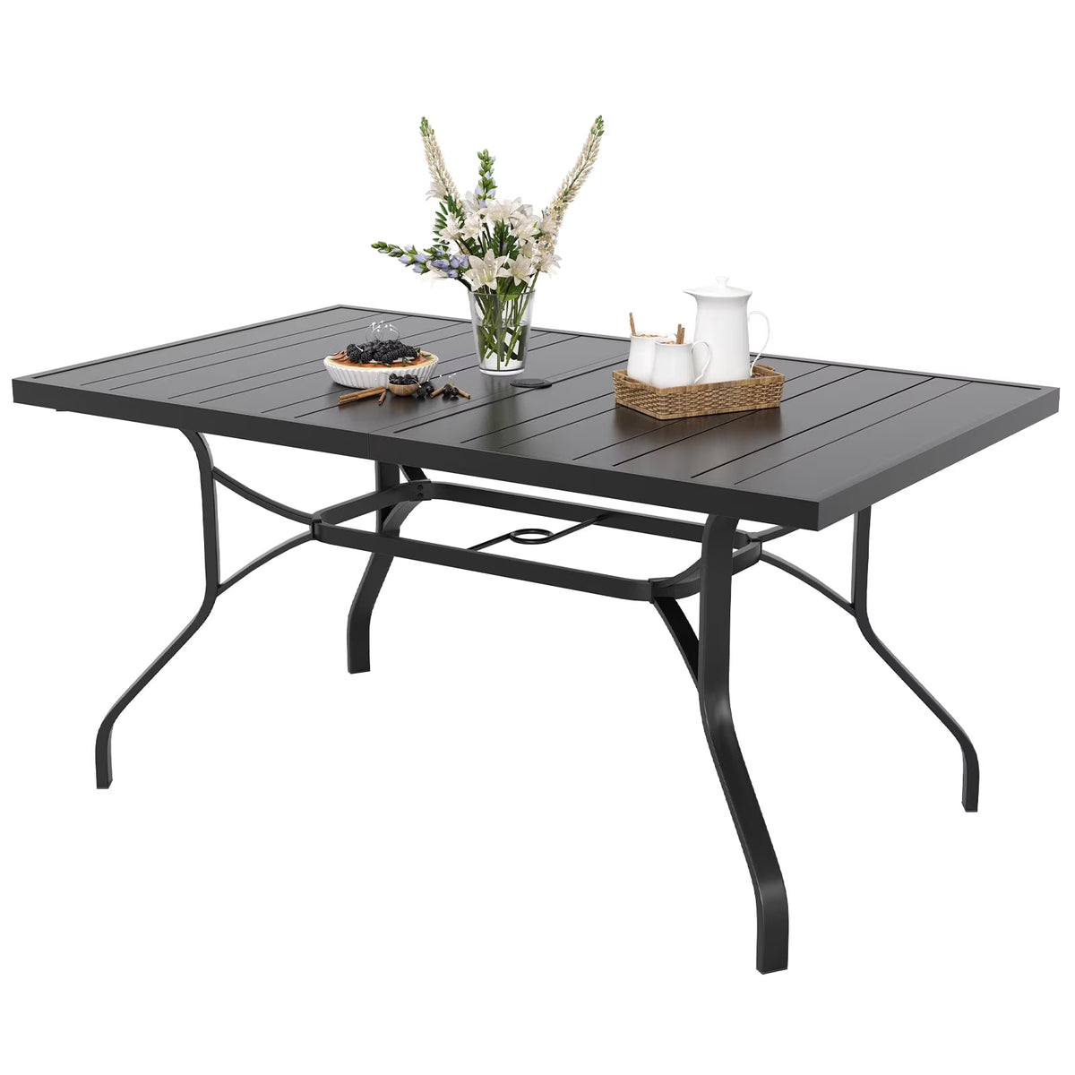 STARY Patio Dining Table 35"x35", Square Outdoor Dining Table with 1.57" Umbrella Hole for Patio Graden Backyard and Poolside