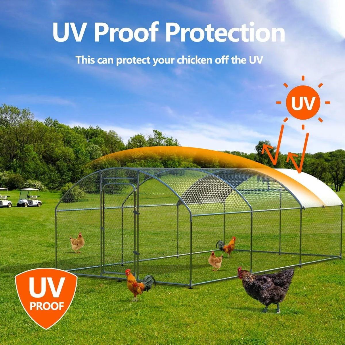 Large Metal Chicken Coop Chicken Run,Chicken Pen with Water-Resident and Anti-UV Cover,Duck Rabbit House Outdoor(10" W x 13" L x 6.5" H)
