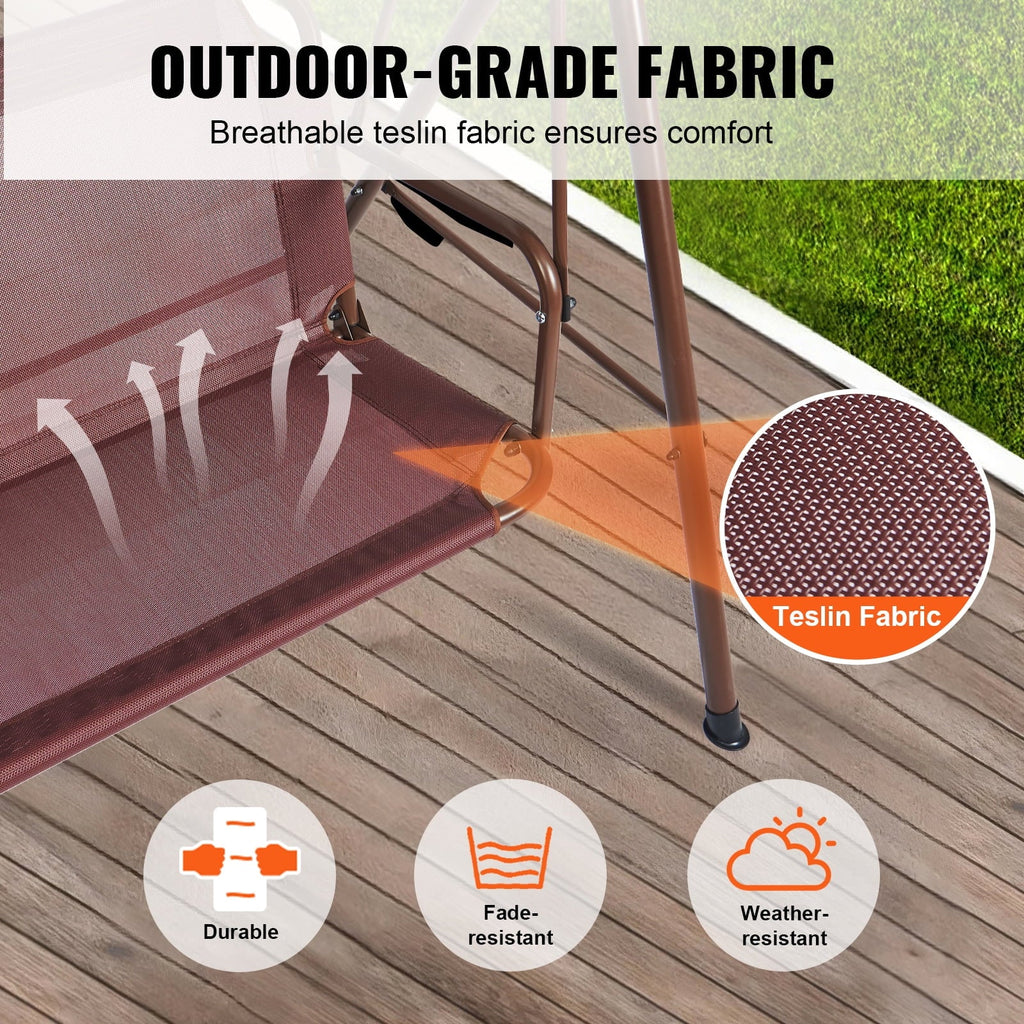 KFFKFF Alloy Steel Chair Porch Swing, Brown