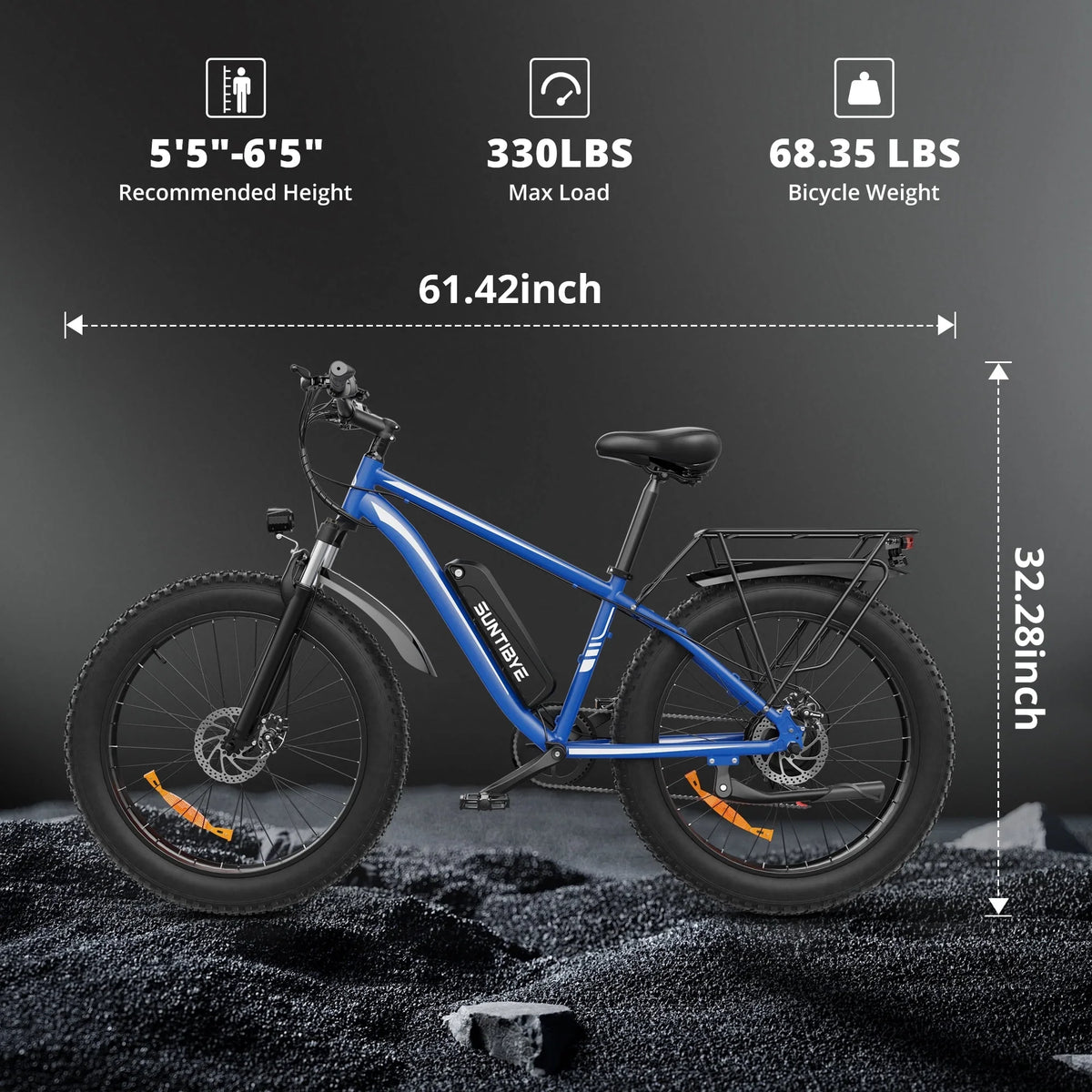 SUNTIBYE EB26 26" Fat Tire E Bike for Adults Set of 2, 1500W Electric Mountain Bikes, 28MPH Off-road Ebike, 48V 15Ah UL2849, Black