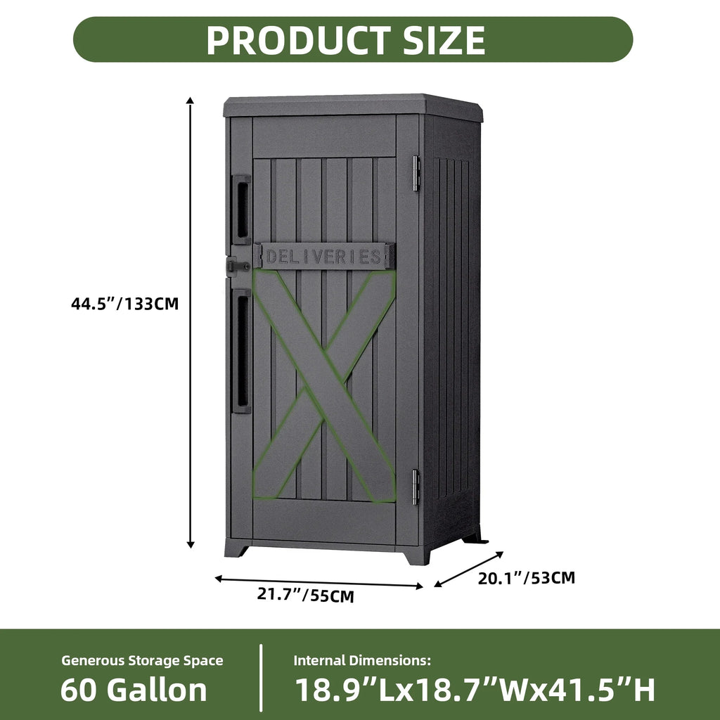 Uforic 60-Gallon Large Outdoor Package Delivery Storage Box, Double-Wall Resin Waterproof Deck Box for Porch or Curbside, Lockable, Brown