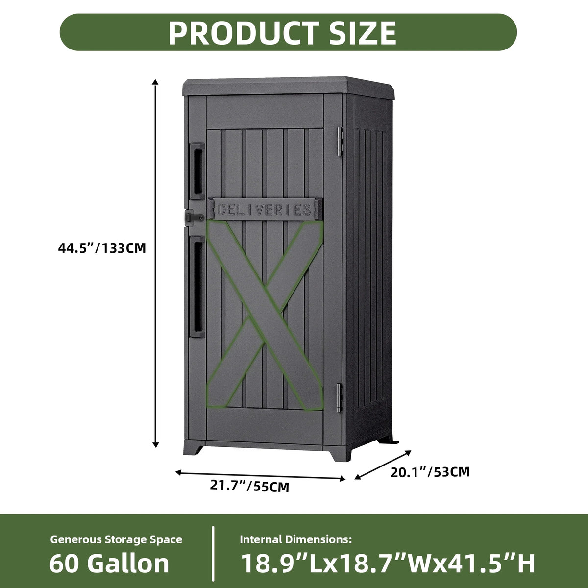 Uforic 60-Gallon Large Outdoor Package Delivery Storage Box, Double-Wall Resin Waterproof Deck Box for Porch or Curbside, Lockable, Brown