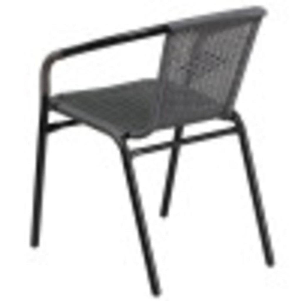Flash Furniture Lila Indoor/Outdoor Stacking Rattan Patio Chairs, Set of 2, Beige