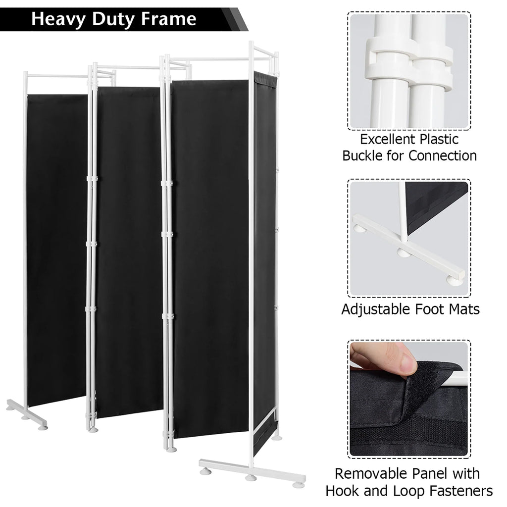 Costway 6-Panel Room Divider Folding Privacy Screen w/Steel Frame Decoration Brown