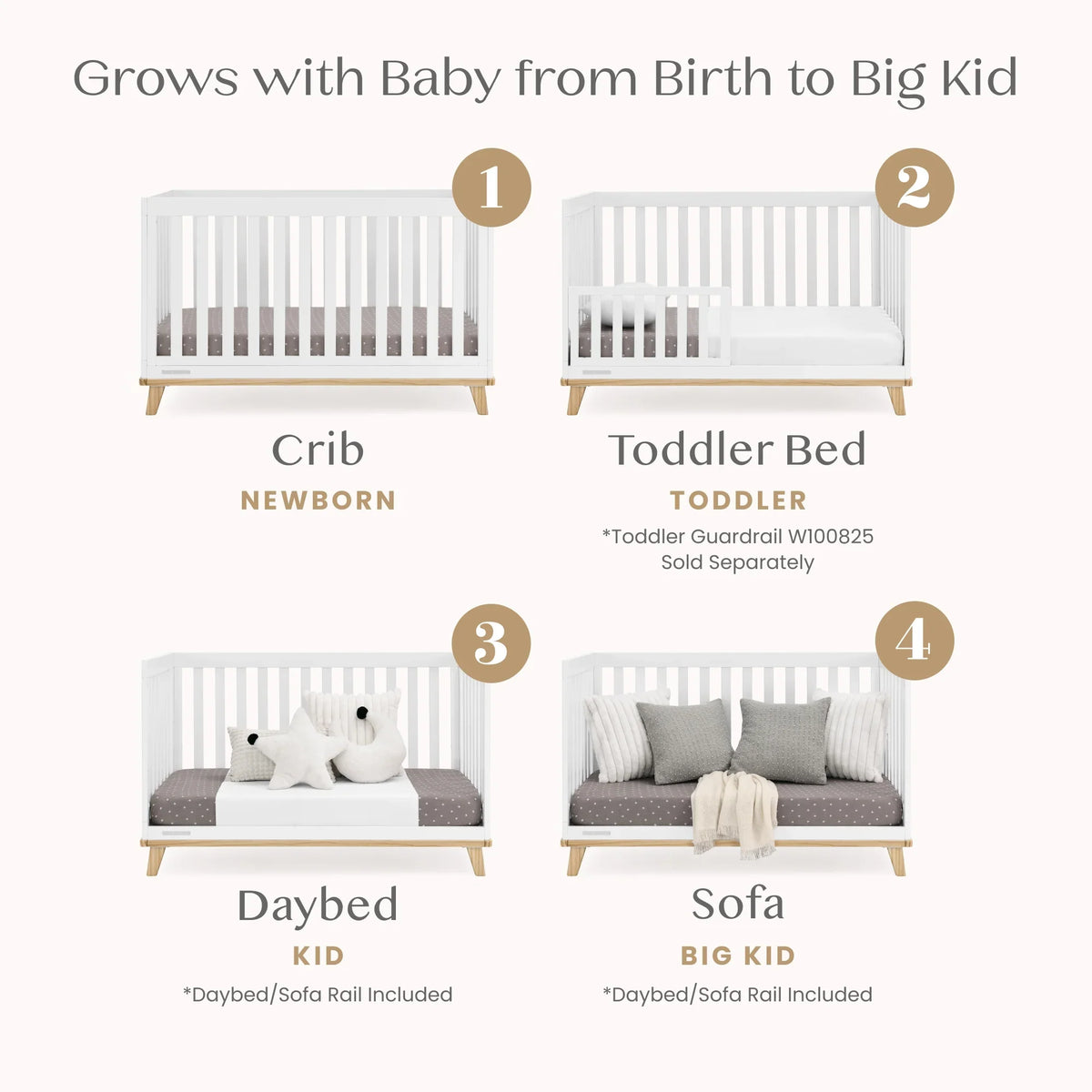 Delta Children Frankie 4-in-1 Convertible Crib - Greenguard Gold Certified, Black with Natural