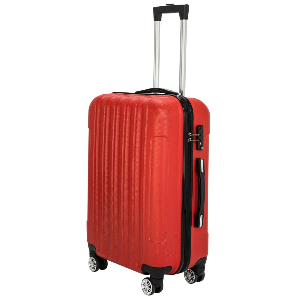 Red 3-Piece Hardshell Spinner Luggage Set (20in, 24in, 28in) - Large ABS Suitcase Set with 8 Wheels, Lightweight & Durable for Travel