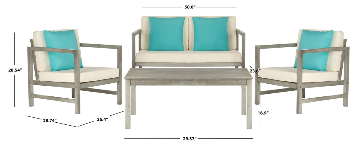 Safavieh Montez 4 Piece Outdoor Set with Accent Pillows